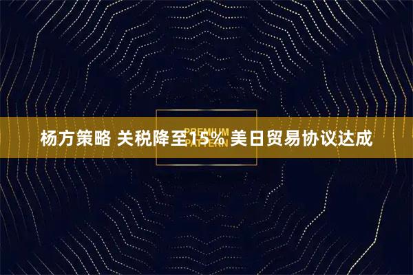 杨方策略 关税降至15% 美日贸易协议达成