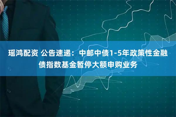 瑶鸿配资 公告速递：中邮中债1-5年政策性金融债指数基金暂停大额申购业务